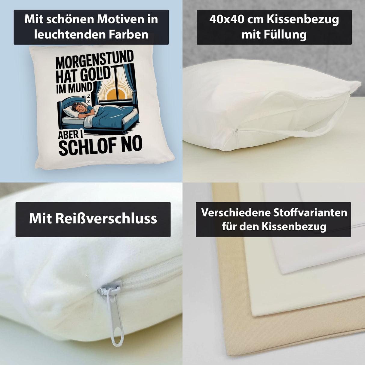 Morgenstund hat Gold im Mund, I schlof no Kissen Schlafende Person