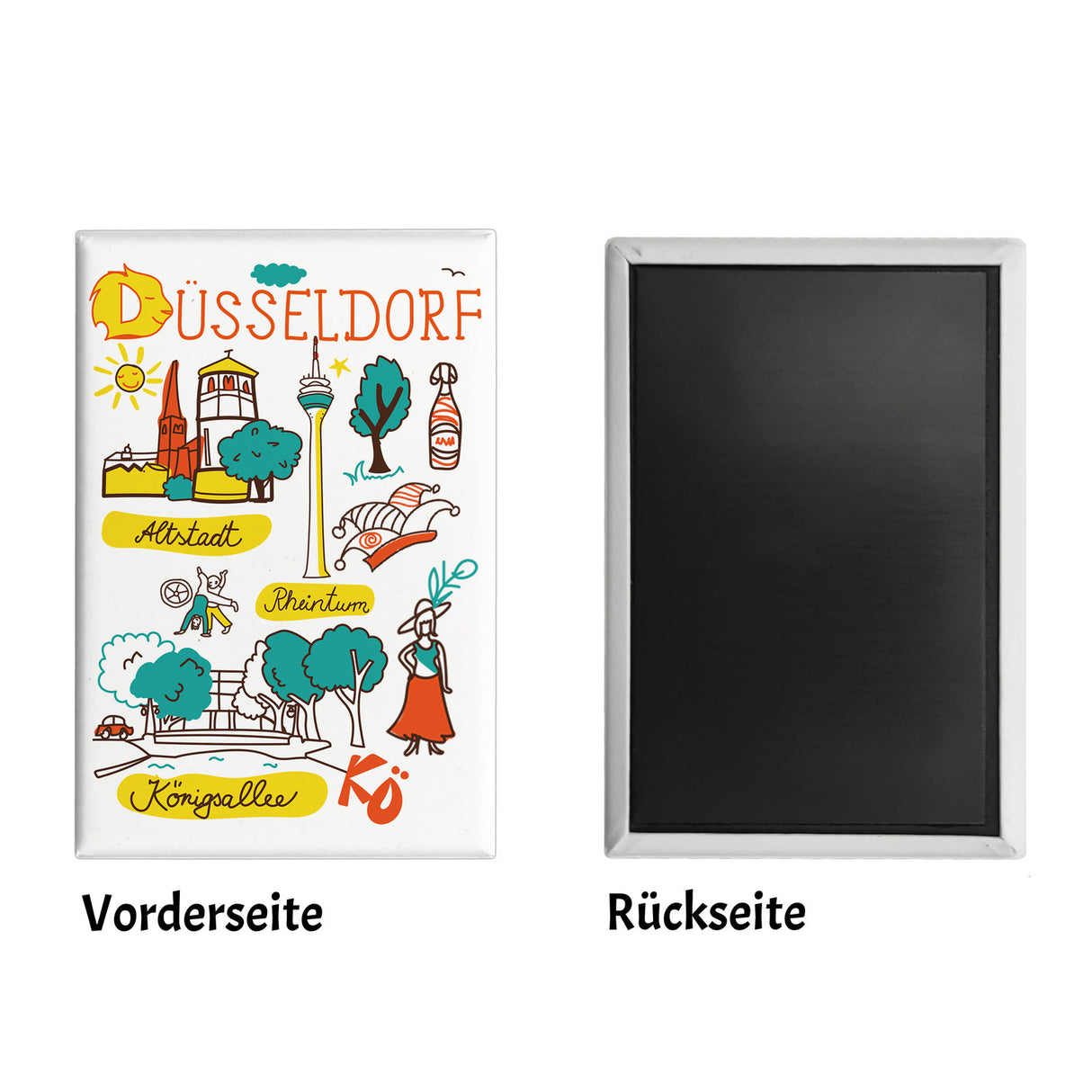 Düsseldorf Wimmelbild Souvenir Souvenir Magnet - Rheinturm
