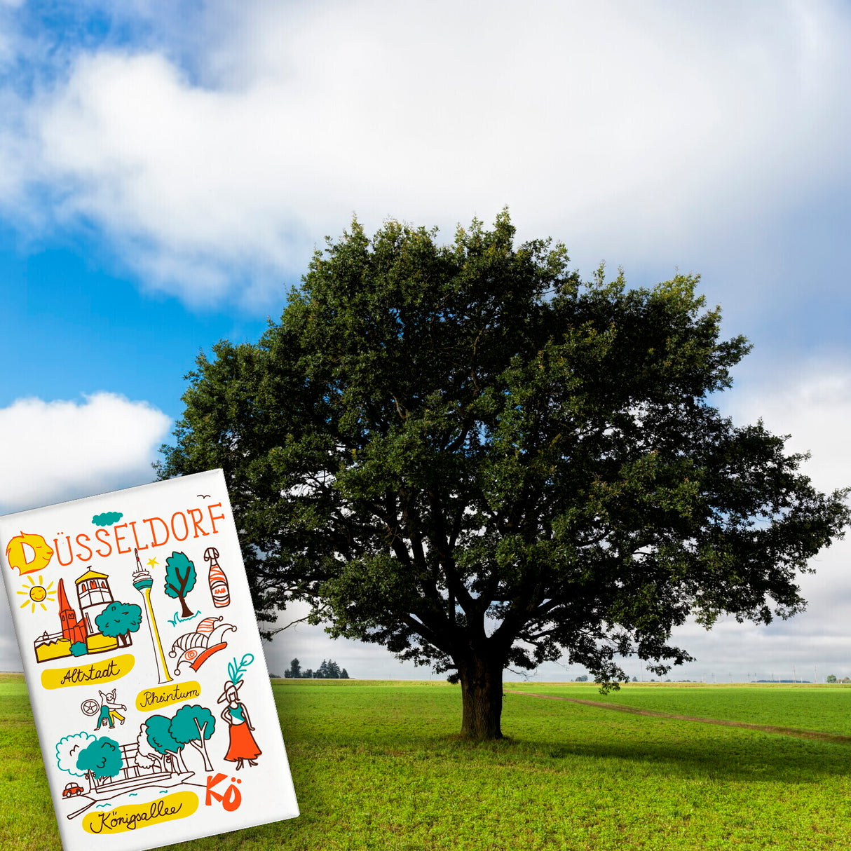 Düsseldorf Wimmelbild Souvenir Souvenir Magnet - Rheinturm