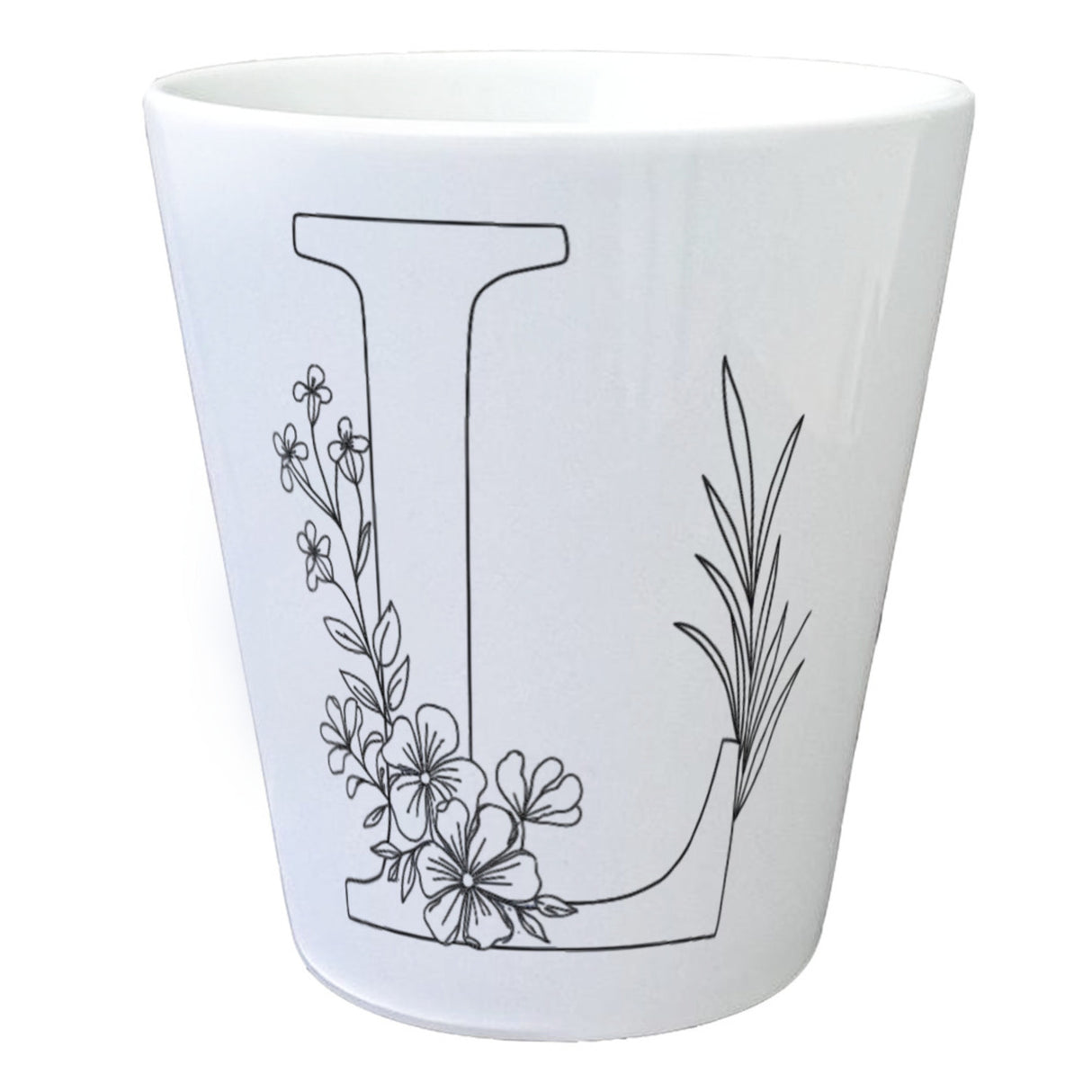 Floral Buchstabe L Blumentopf zum Ausmalen für Kunstliebhaber