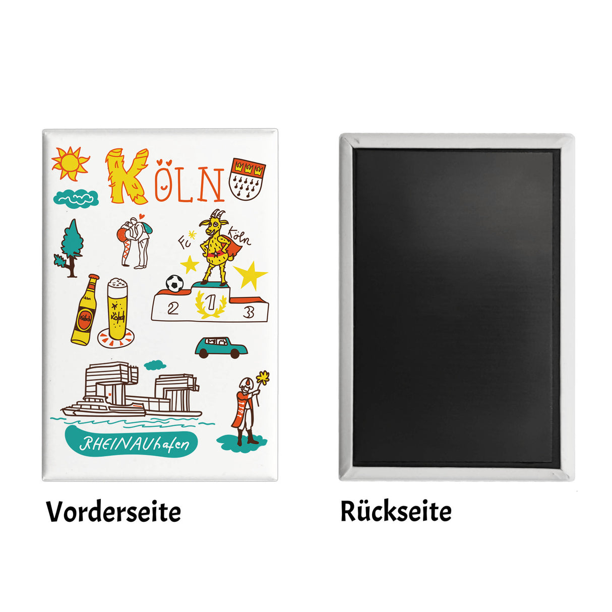 Köln Wimmelbild Souvenir Magnet - Rheinauhafen