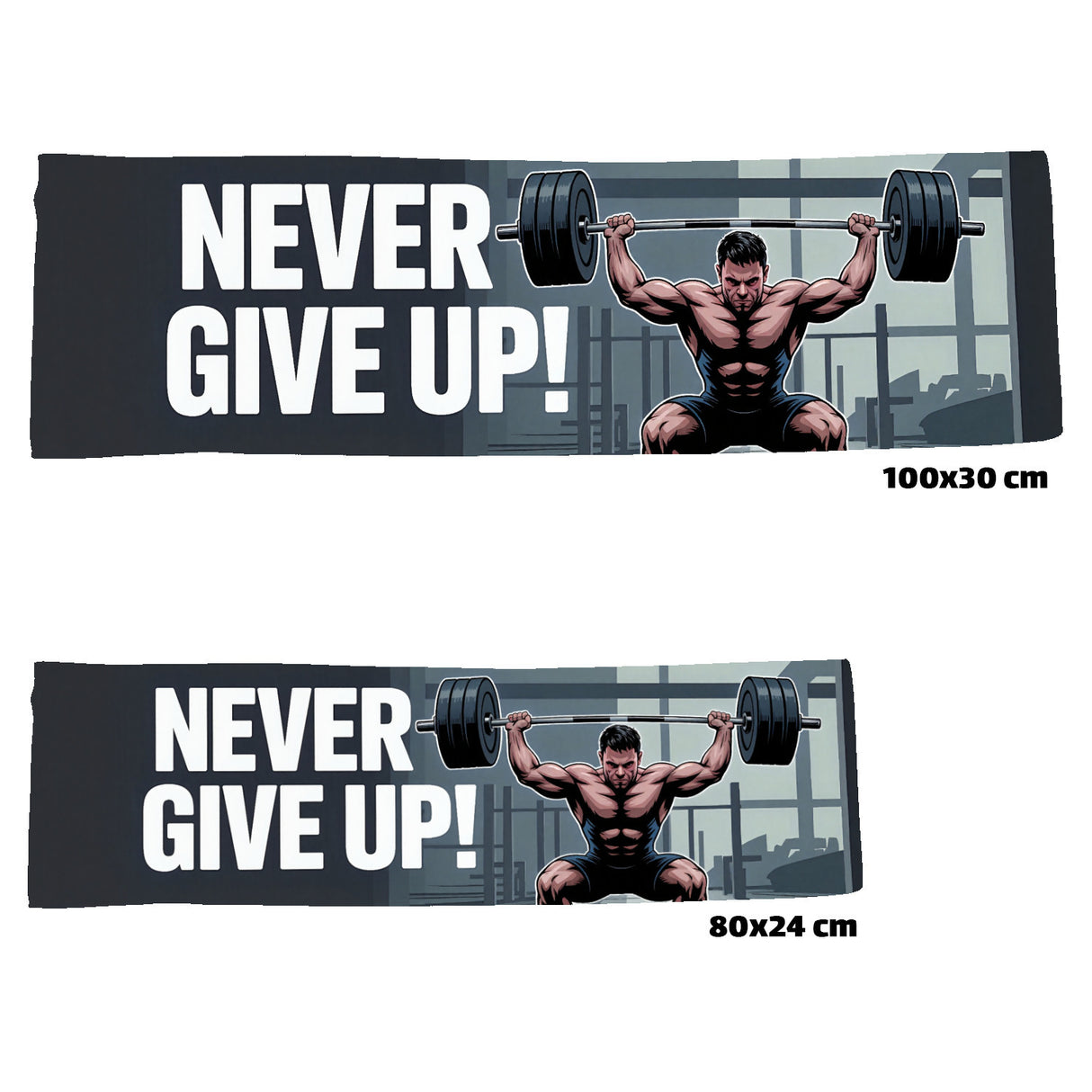Never Give Up Eishandtuch für Fitnessfreaks