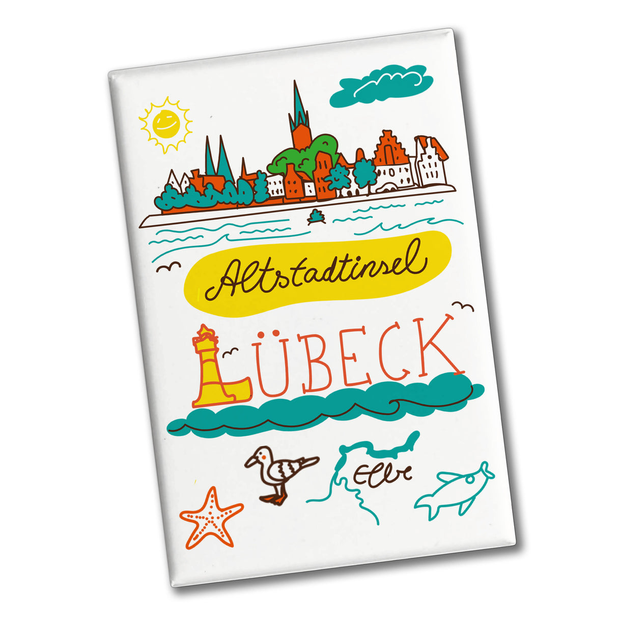 Lübeck Wimmelbild Souvenir Magnet - Altstadtinsel