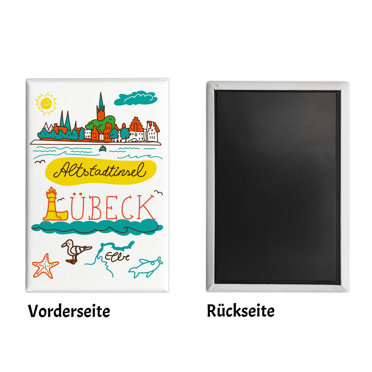 Lübeck Wimmelbild Souvenir Magnet - Altstadtinsel