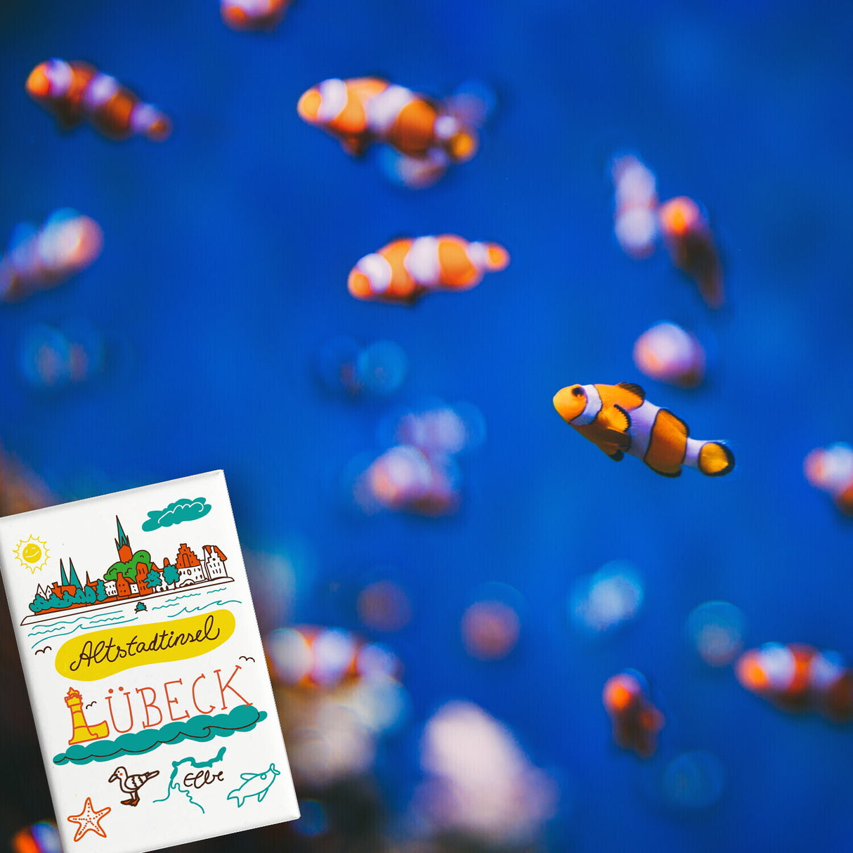 Lübeck Wimmelbild Souvenir Magnet - Altstadtinsel
