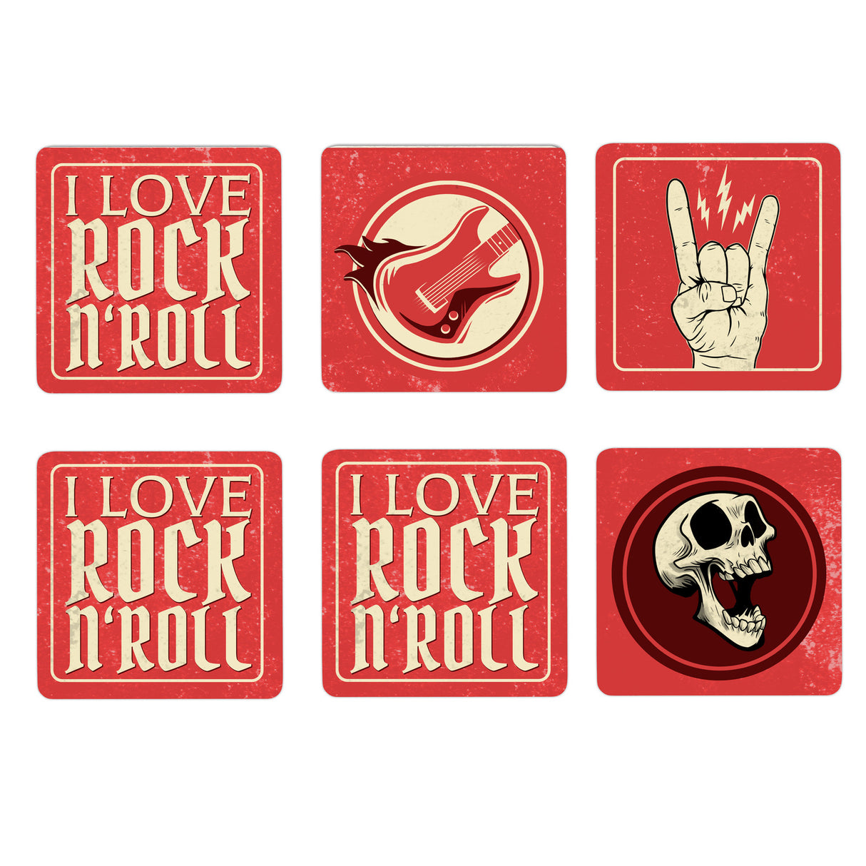 I love Rock n Roll 6er Set Untersetzer aus Holz