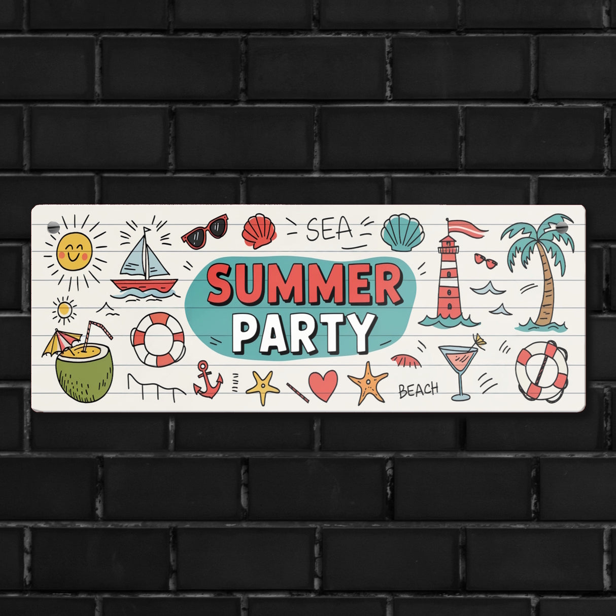 Sommer Doodles SUMMER PARTY Metallschild