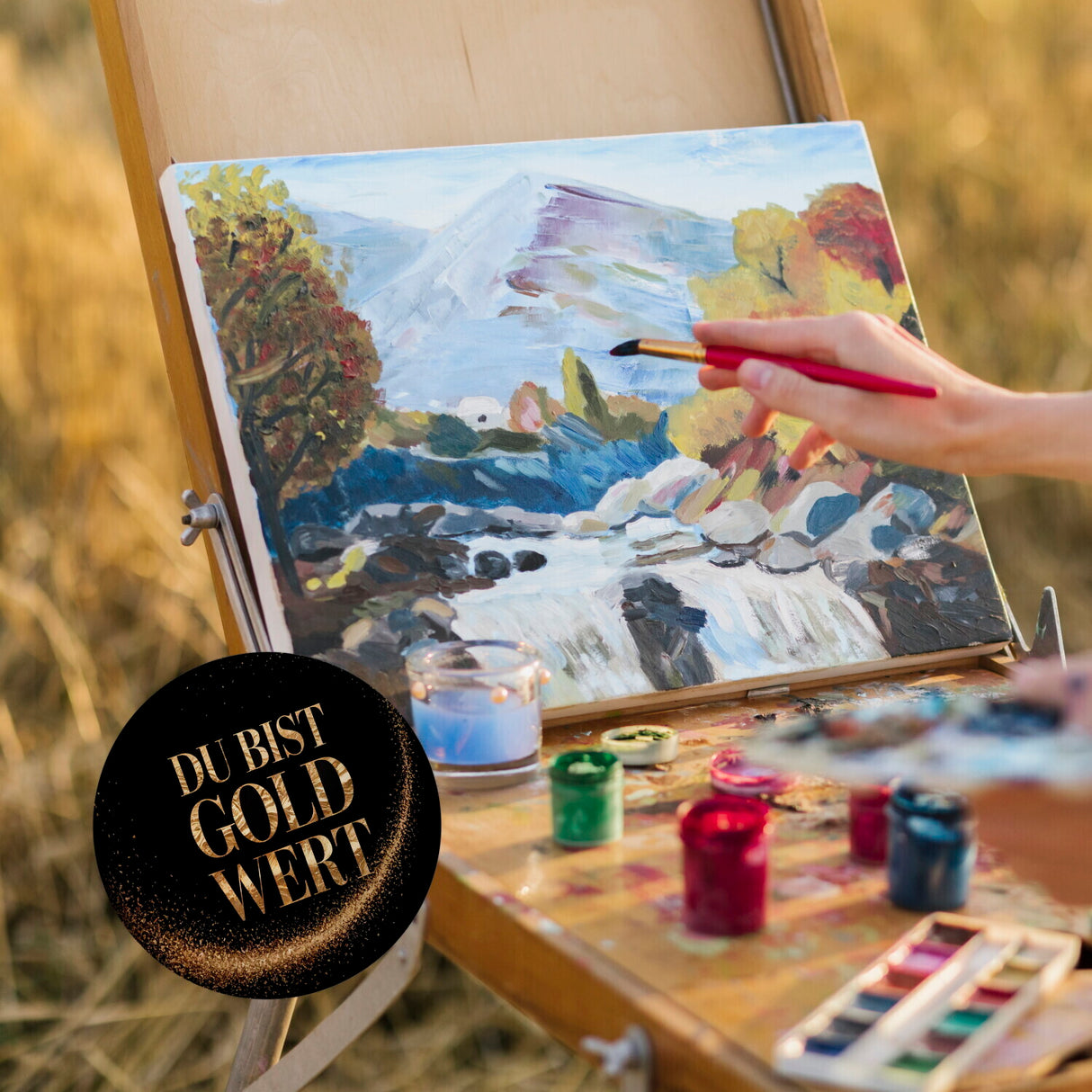 Du bist Gold wert Magnet Goldener Text