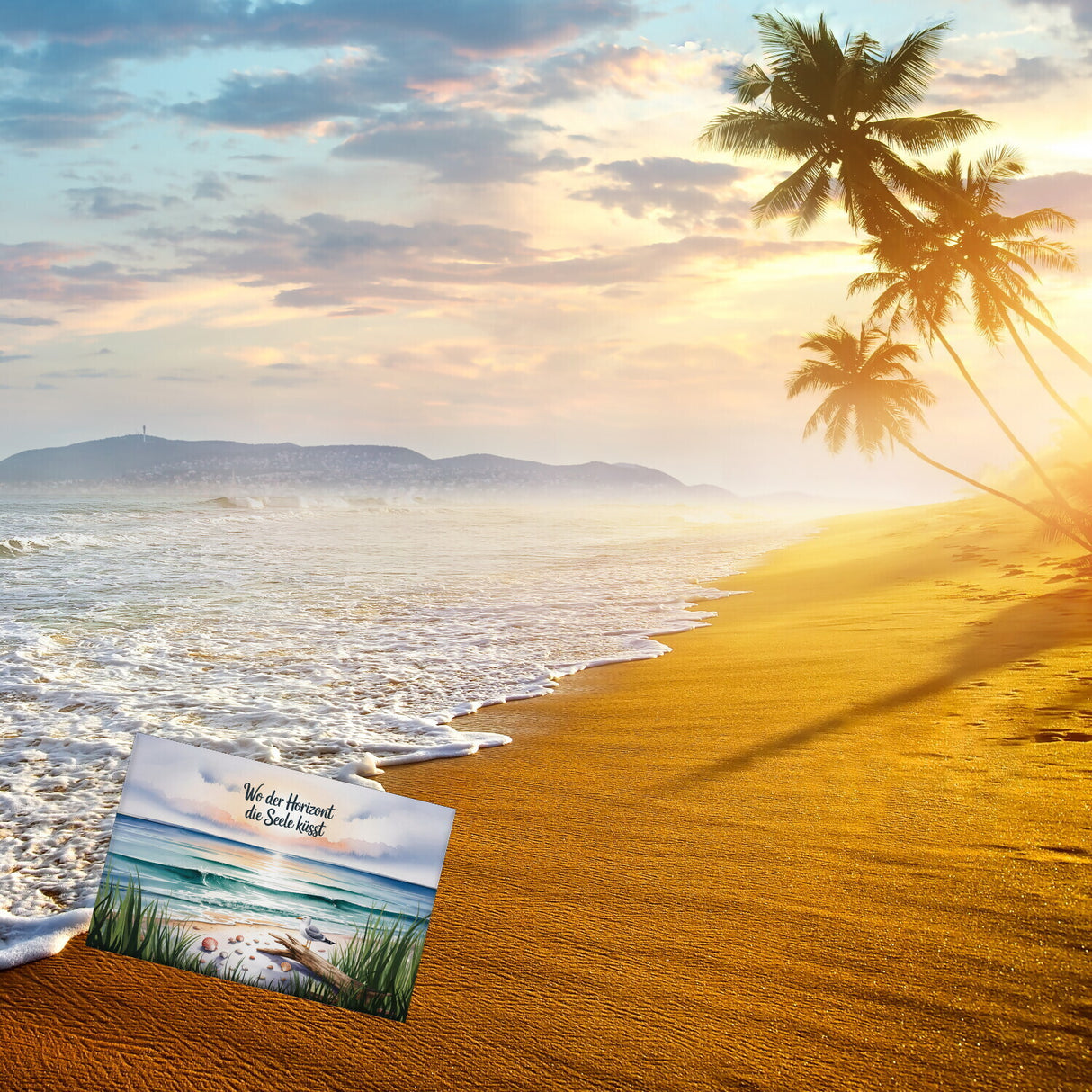 Strandlandschaft Sonnenuntergang Souvenir Souvenir Magnet mit Spruch