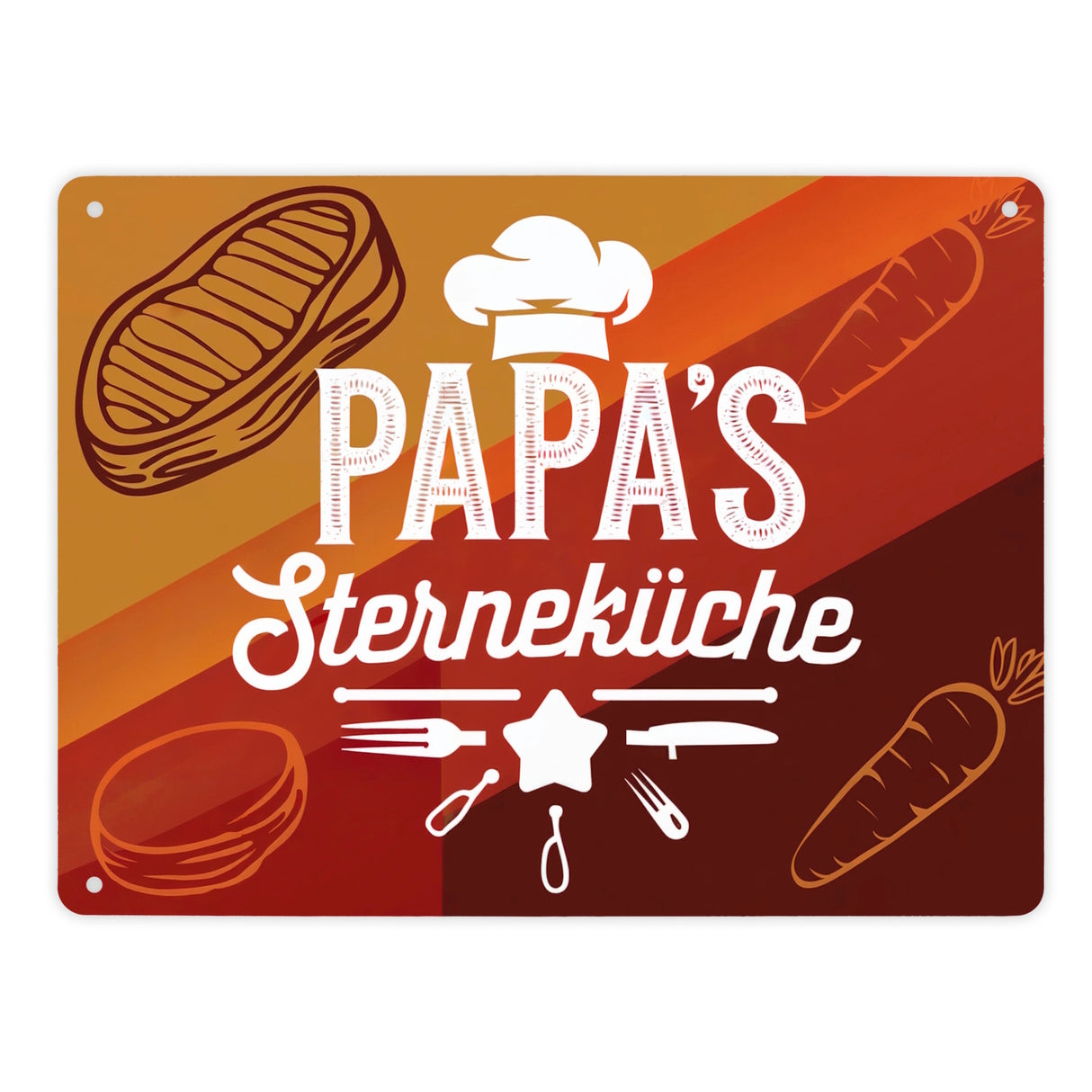 Papas Sterneküche Metallschild in 15x20 cm für Hobbyköche