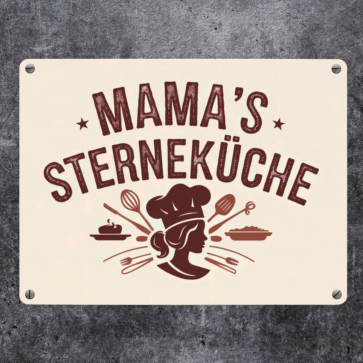 Mama´s Sterneküche Souvenir Metallschild in 15x20 cm für Hobbyköche und Mütter