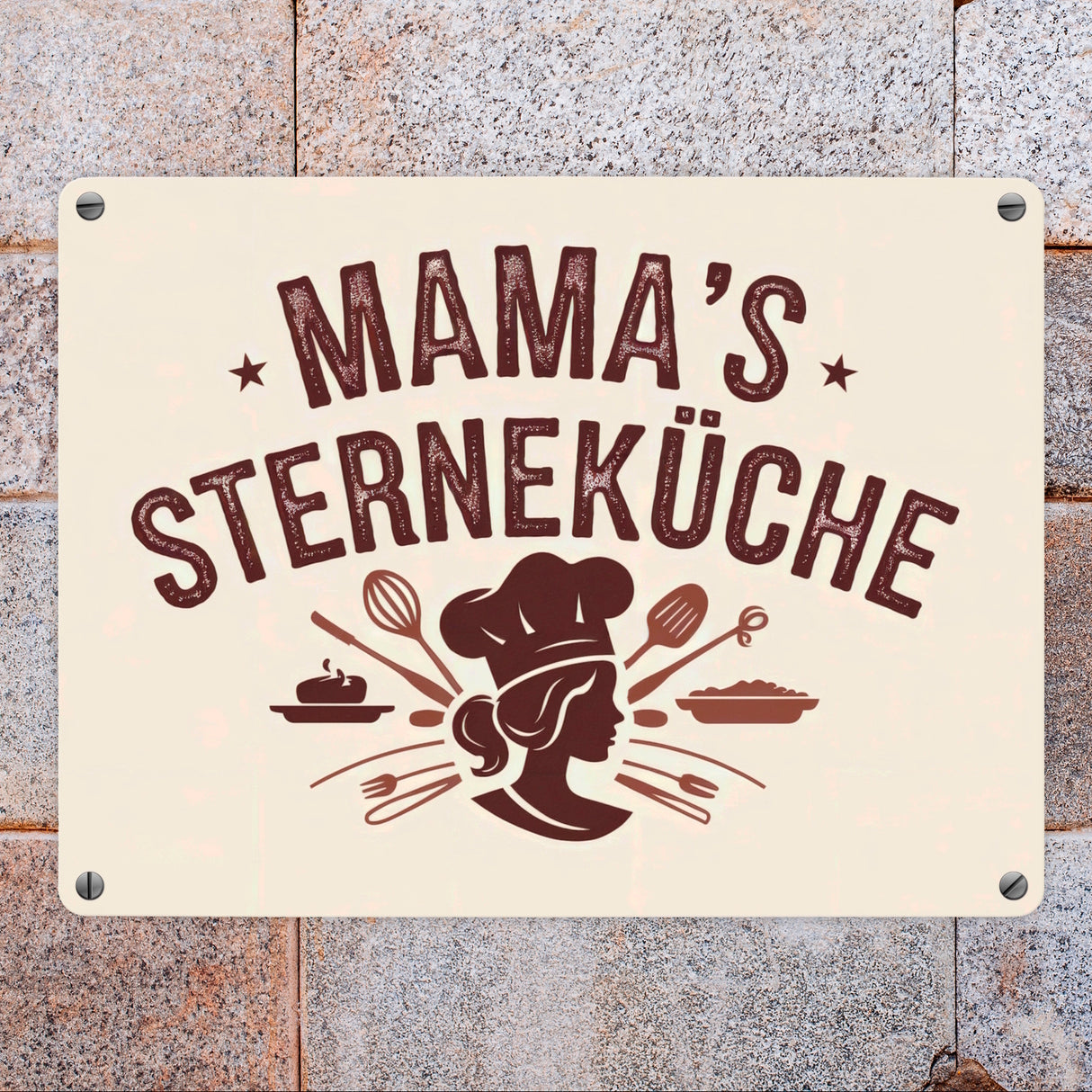 Mama´s Sterneküche Souvenir Metallschild in 15x20 cm für Hobbyköche und Mütter