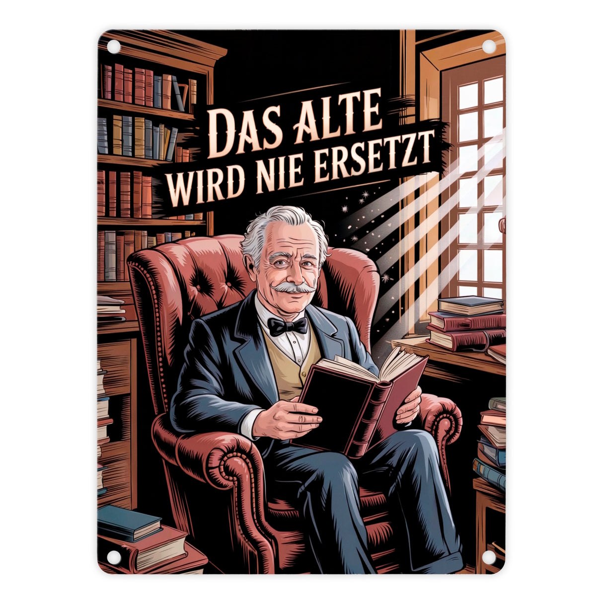 Das alte wird nie ersetzt Metallschild in 15x20 cm Bibliothek für Opa