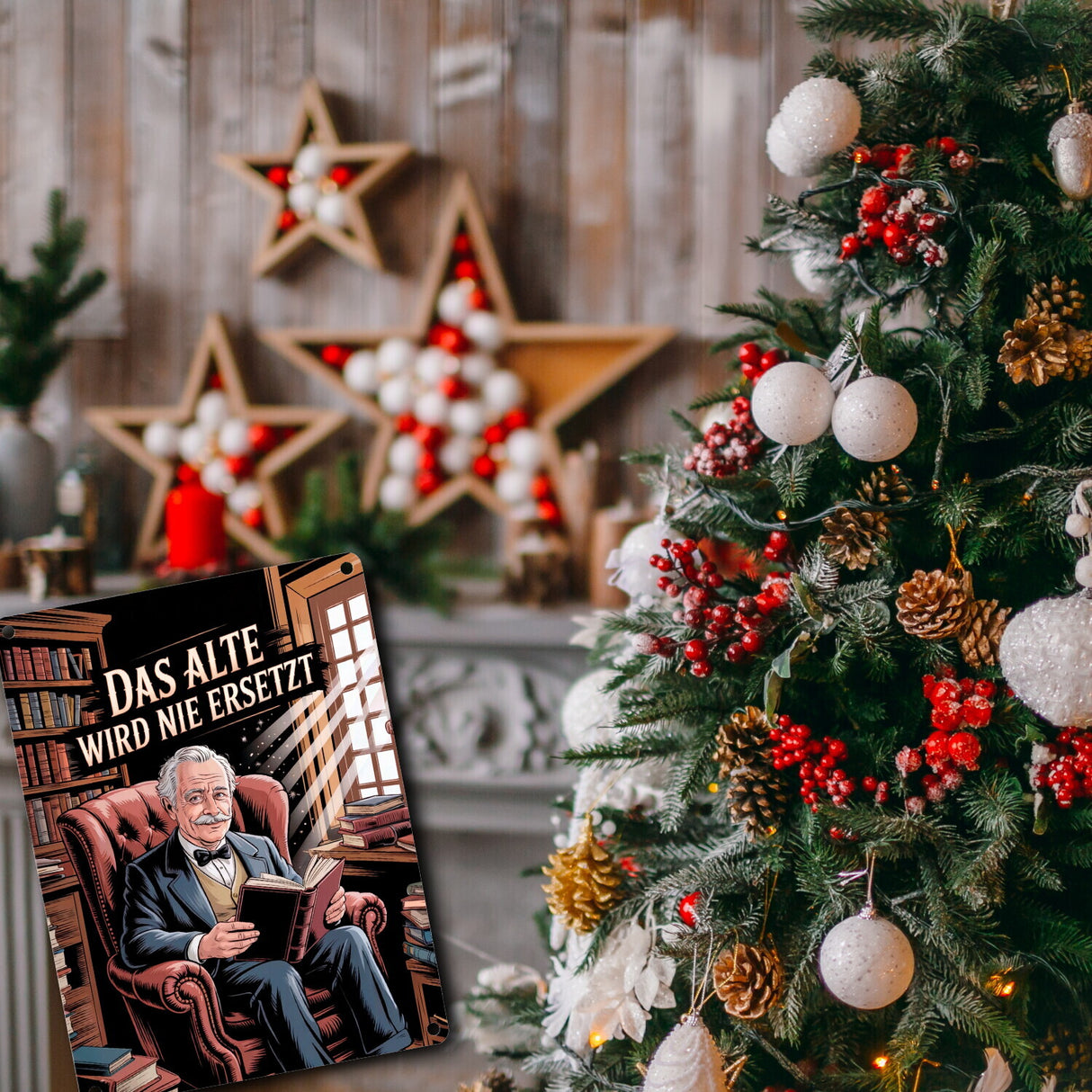 Das alte wird nie ersetzt Metallschild in 15x20 cm Bibliothek für Opa