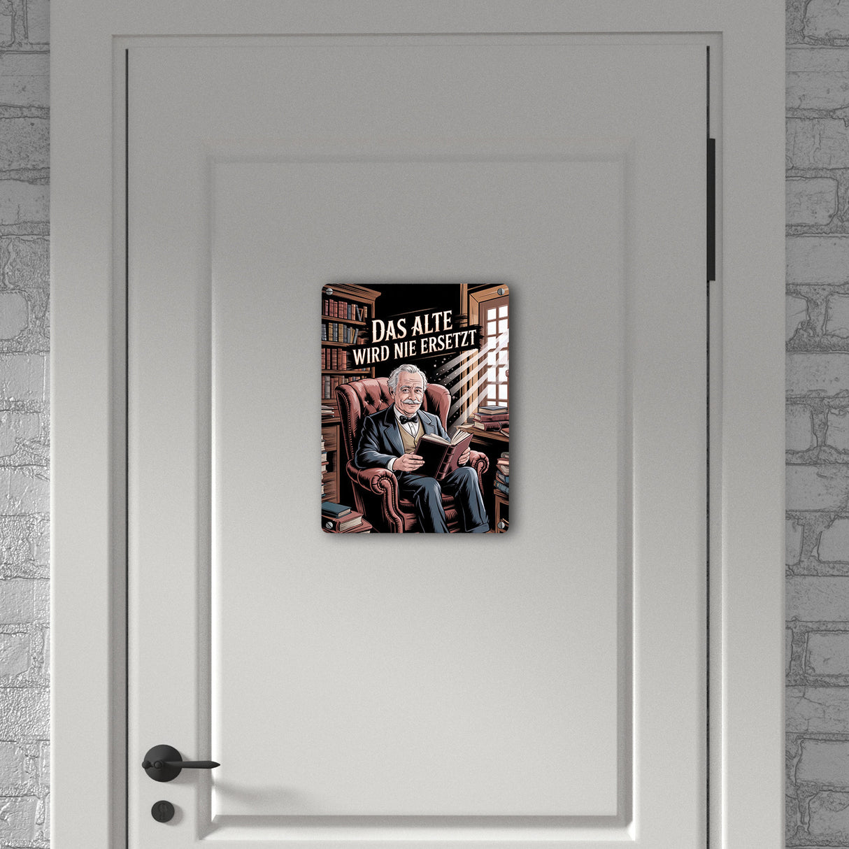 Das alte wird nie ersetzt Metallschild in 15x20 cm Bibliothek für Opa