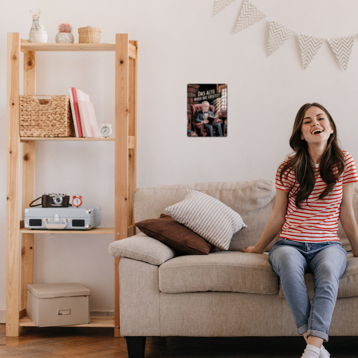 Das alte wird nie ersetzt Metallschild in 15x20 cm Bibliothek für Opa