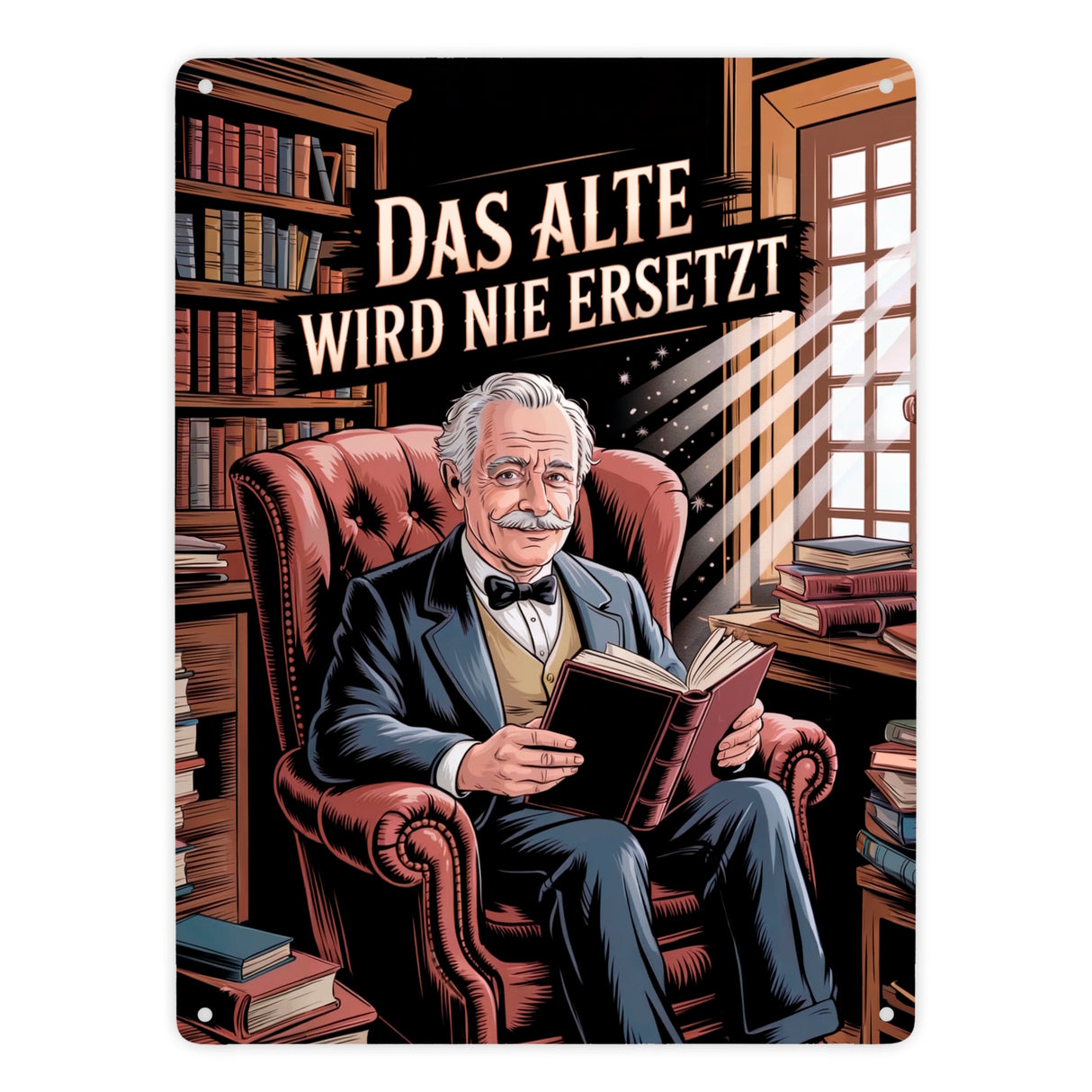 Das alte wird nie ersetzt Metallschild in 15x20 cm Bibliothek für Opa