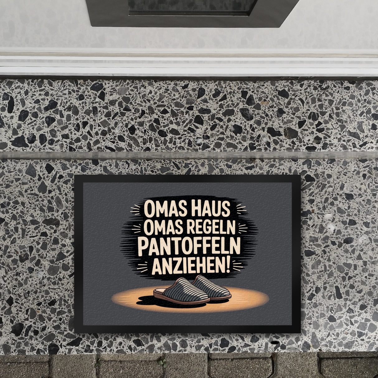 Omas Haus, Omas Regeln Pantoffeln anziehen im Vintage-Stil Fußmatte in 35x50 cm
