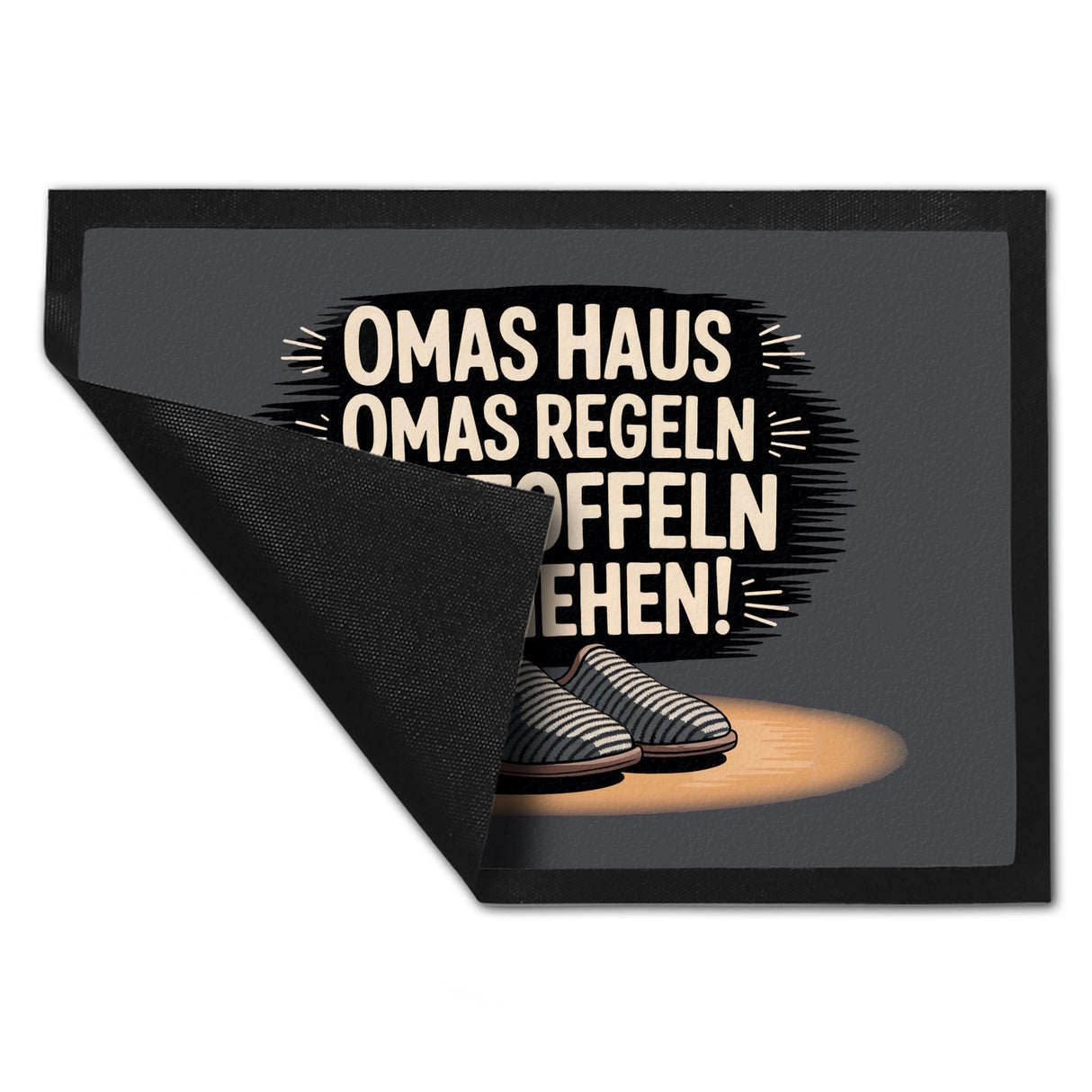 Omas Haus, Omas Regeln Pantoffeln anziehen im Vintage-Stil Fußmatte in 35x50 cm