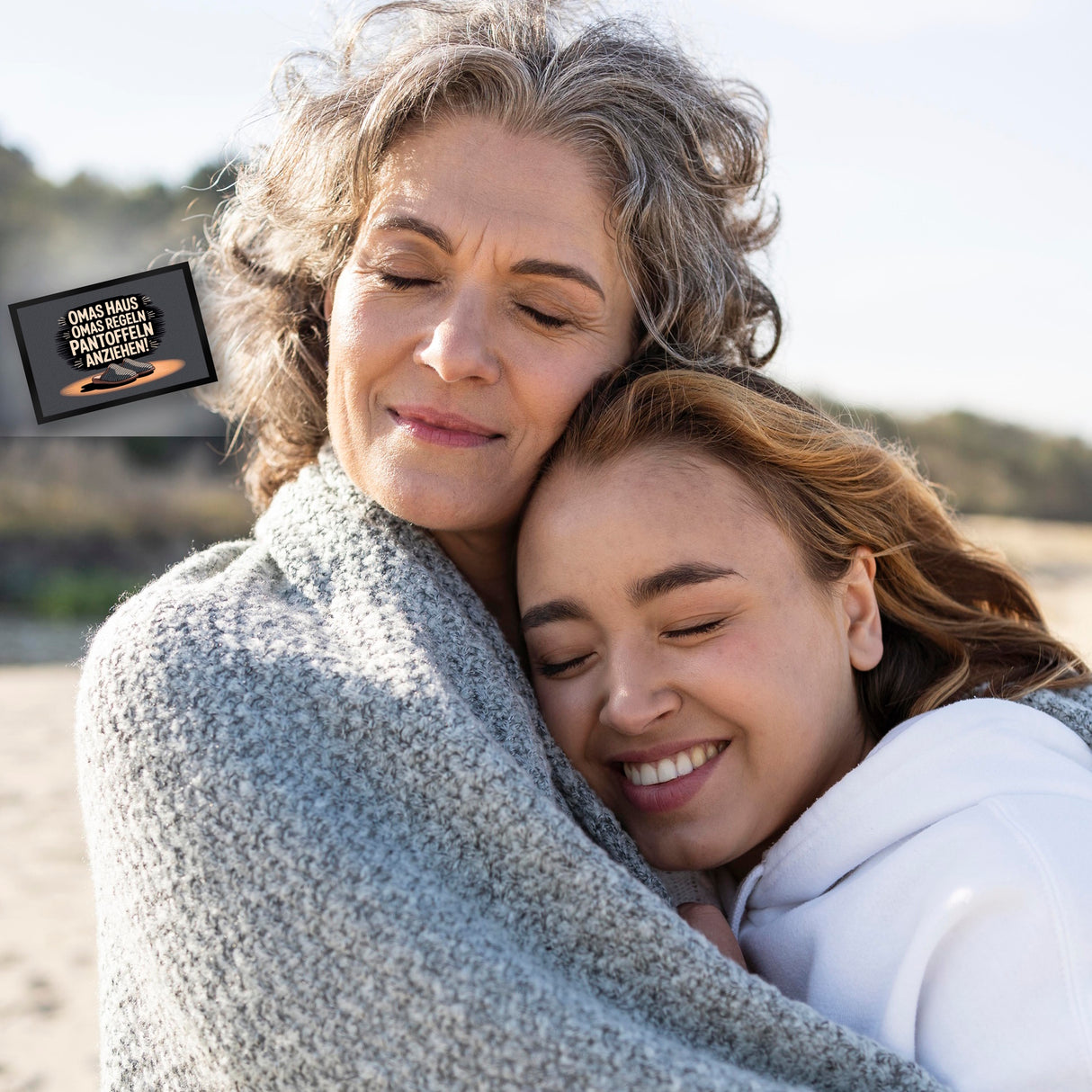 Omas Haus, Omas Regeln Pantoffeln anziehen im Vintage-Stil Fußmatte in 35x50 cm