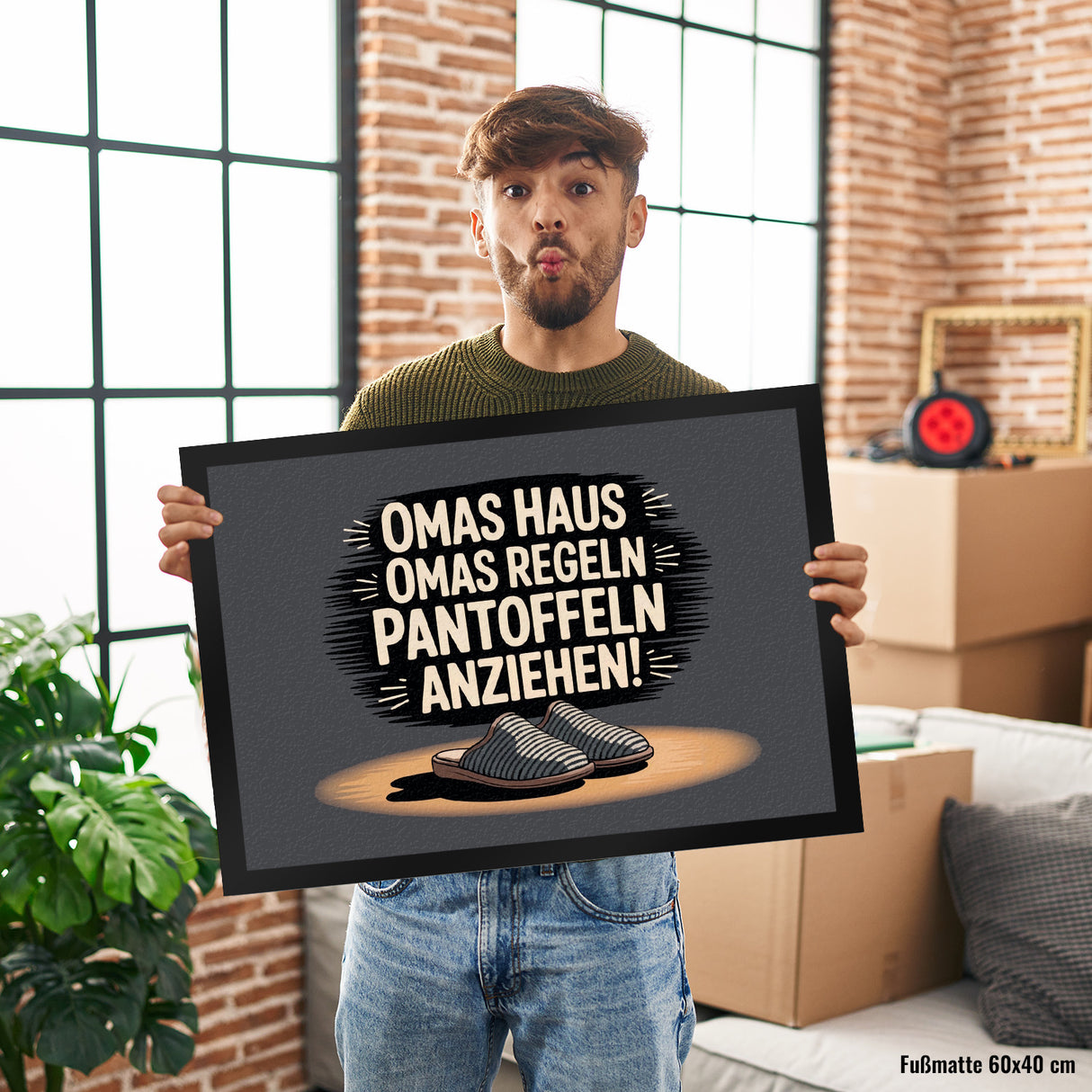 Omas Haus, Omas Regeln Pantoffeln anziehen im Vintage-Stil Fußmatte in 35x50 cm