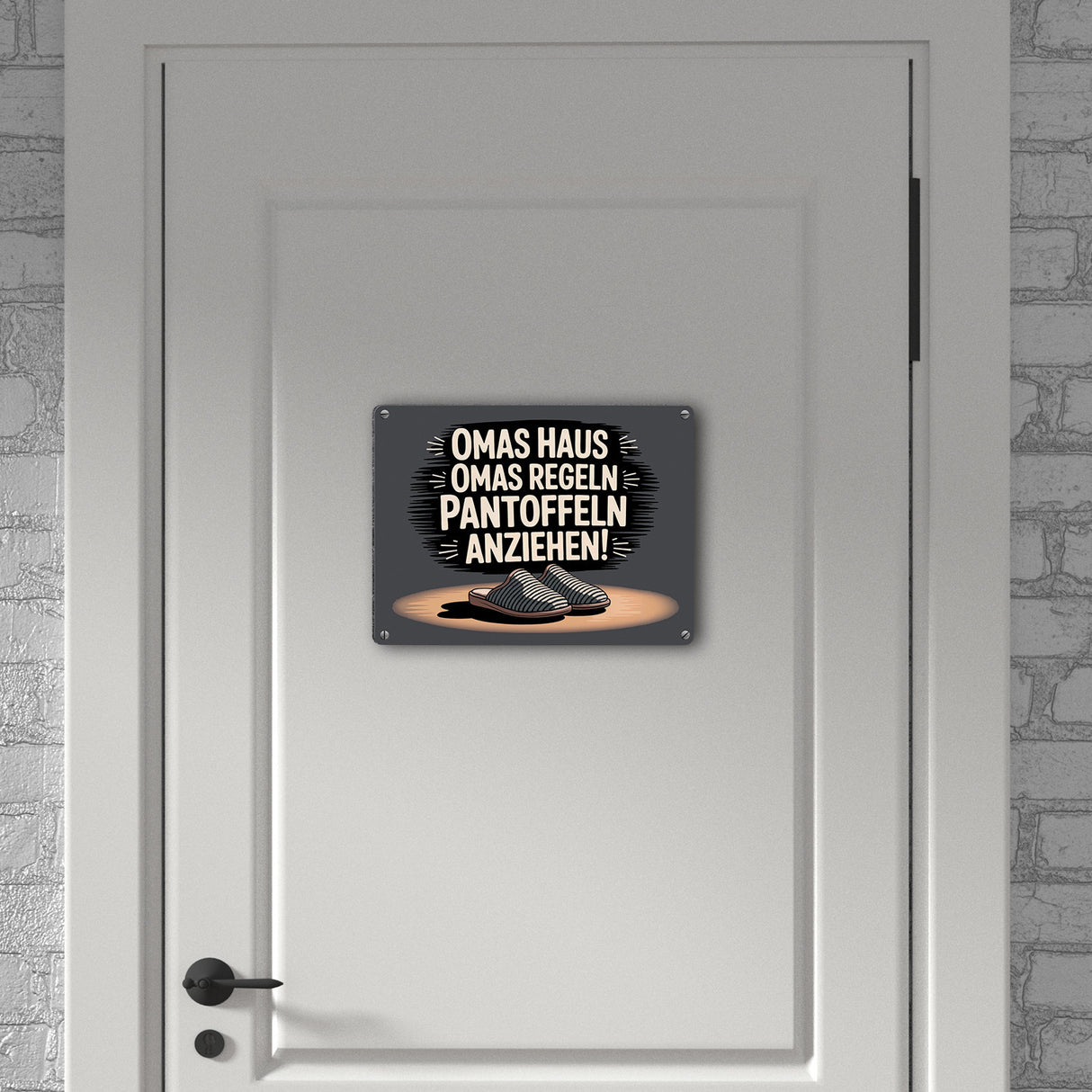 Omas Haus, Omas Regeln Pantoffeln anziehen im Vintage-Stil Metallschild in 15x20 cm