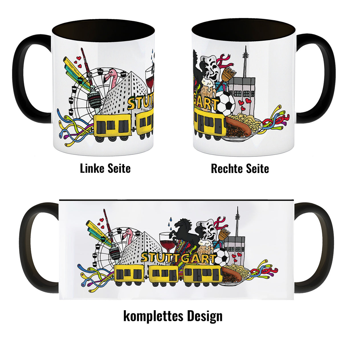 Wimmelgrafik Stuttgart Kaffeebecher