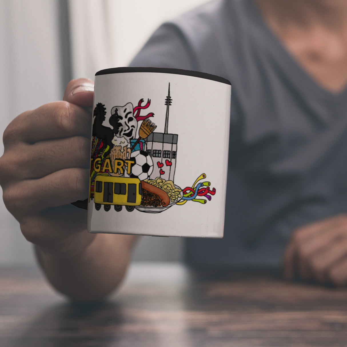 Wimmelgrafik Stuttgart Kaffeebecher