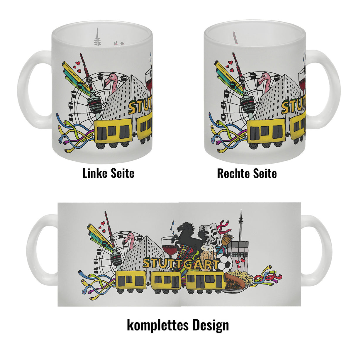 Wimmelgrafik Stuttgart Kaffeebecher