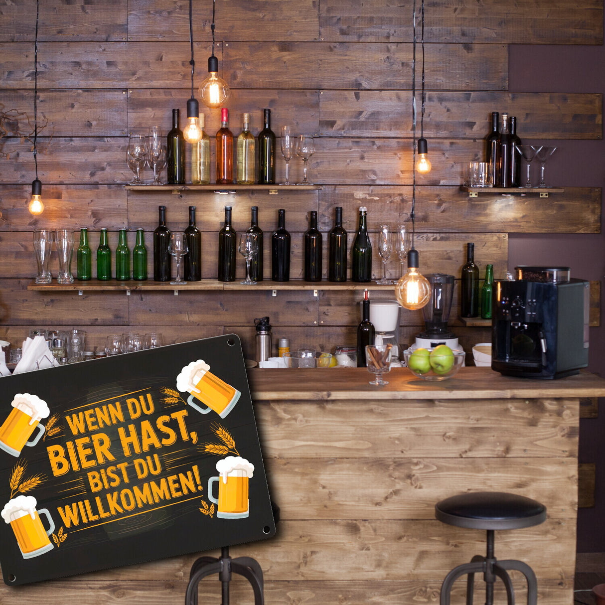 Wenn du Bier hast, bist du willkommen! Bierkrüge Metallschild in 15x20 cm