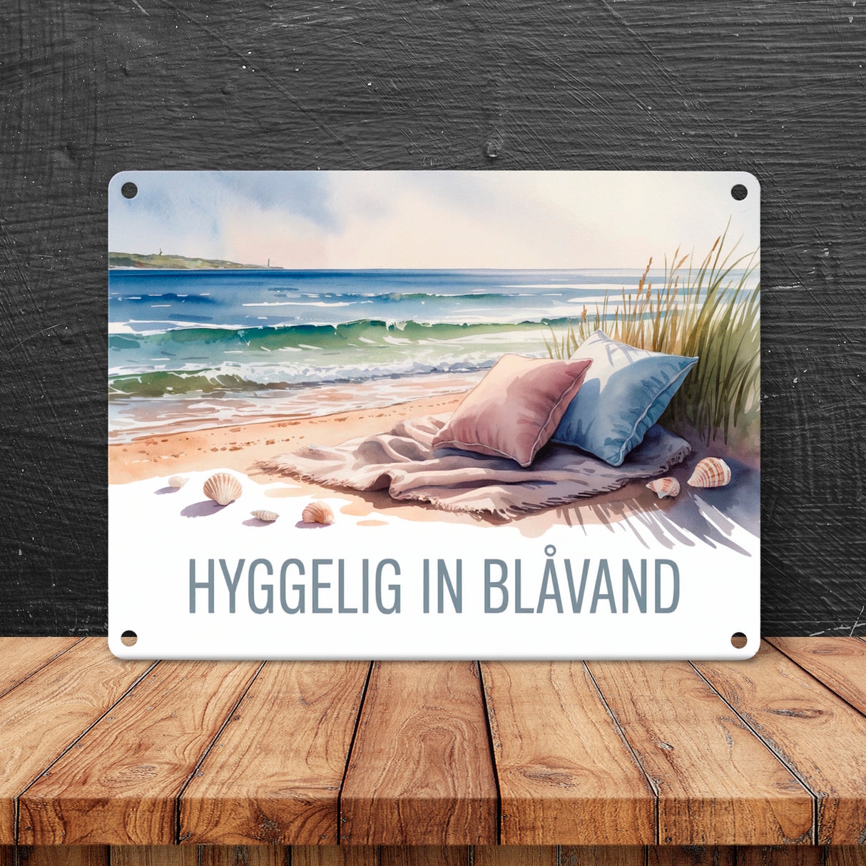 HYGGELIG IN BLÅVAND Nordseeküste Metallschild in 15x20 cm