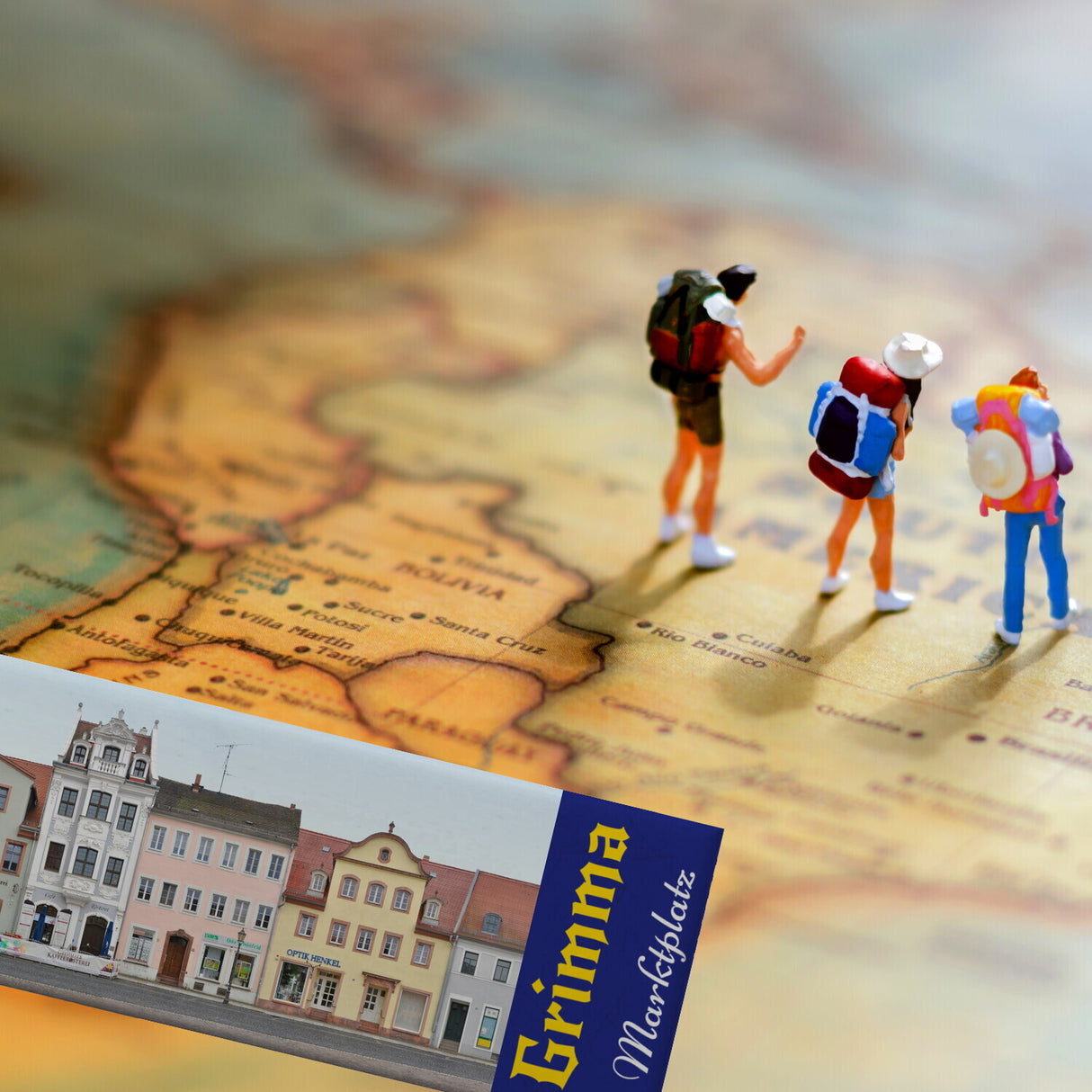 streetline Grimma Marktplatz Panorama Souvenir Magnet