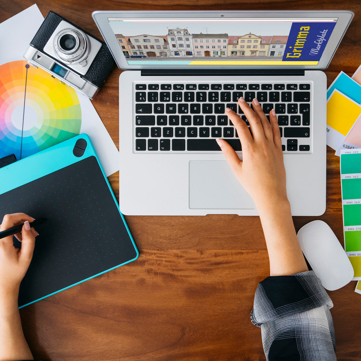 streetline Grimma Marktplatz Panorama Souvenir Magnet