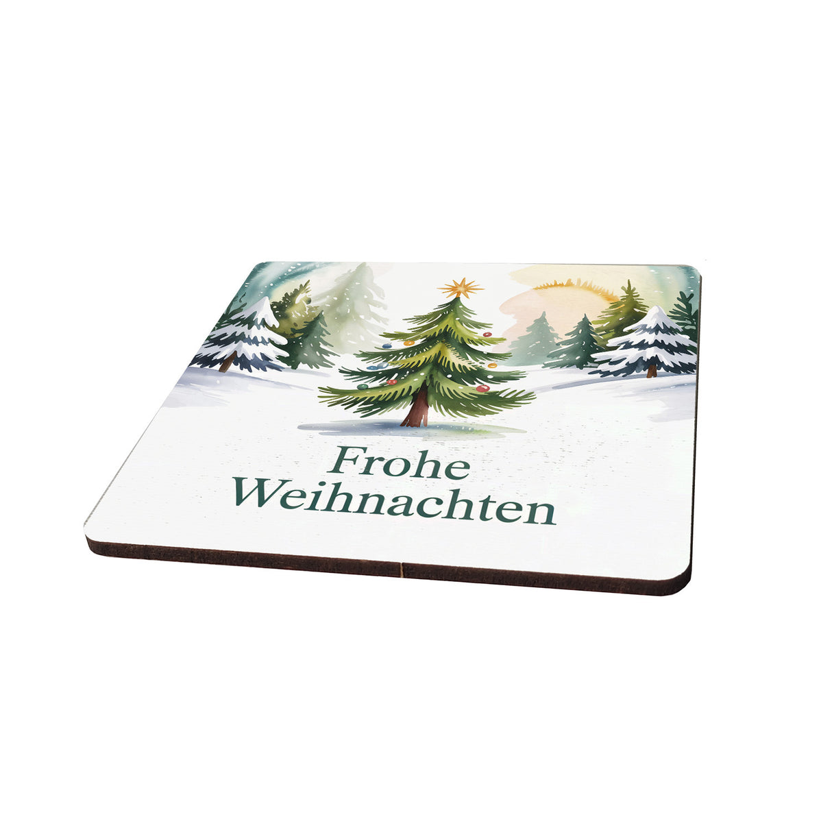 Weihnachten Tannenbaum 6er Set Untersetzer aus Holz - Frohe Weihnachten