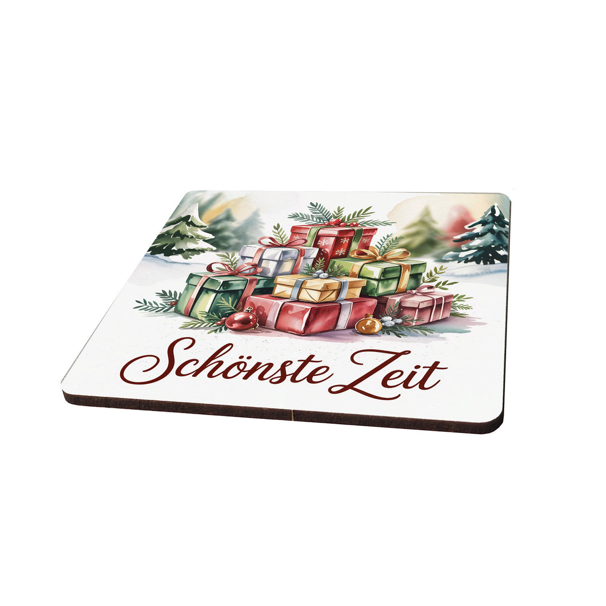 Weihnachten Geschenke 6er Set Untersetzer aus Holz - Schönste Zeit