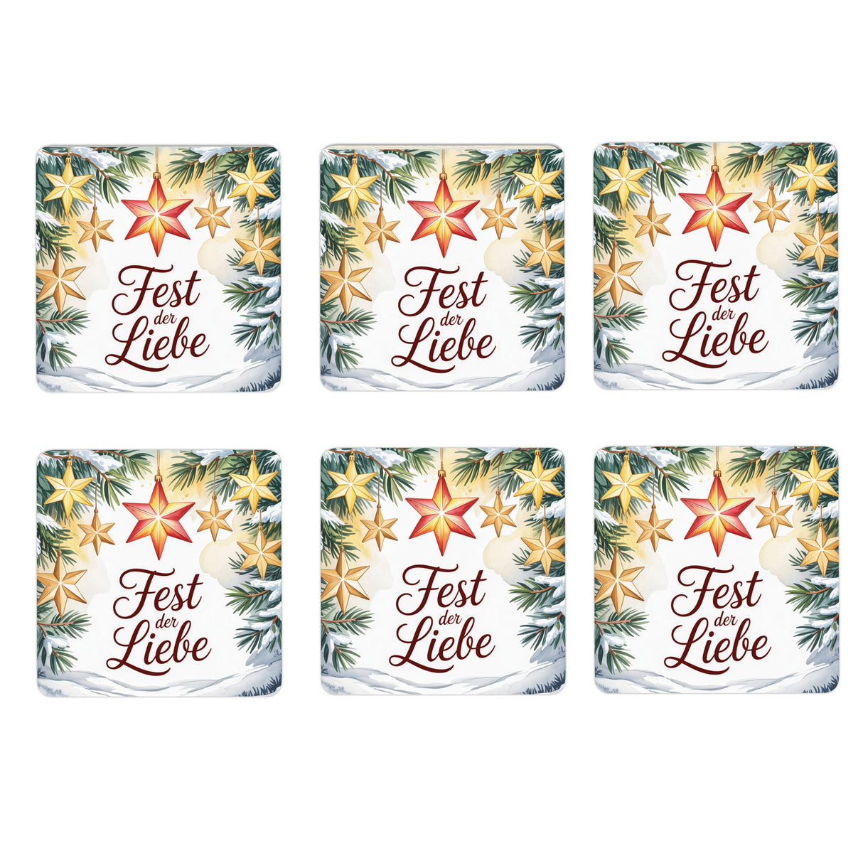 Weihnachten Weihnachtssterne 6er Set Untersetzer aus Holz - Fest der Liebe