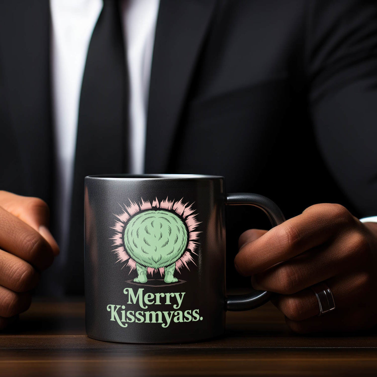 Hinterteil Weihnachtsmuffel Merry Kissmyass Tasse Weihnachten