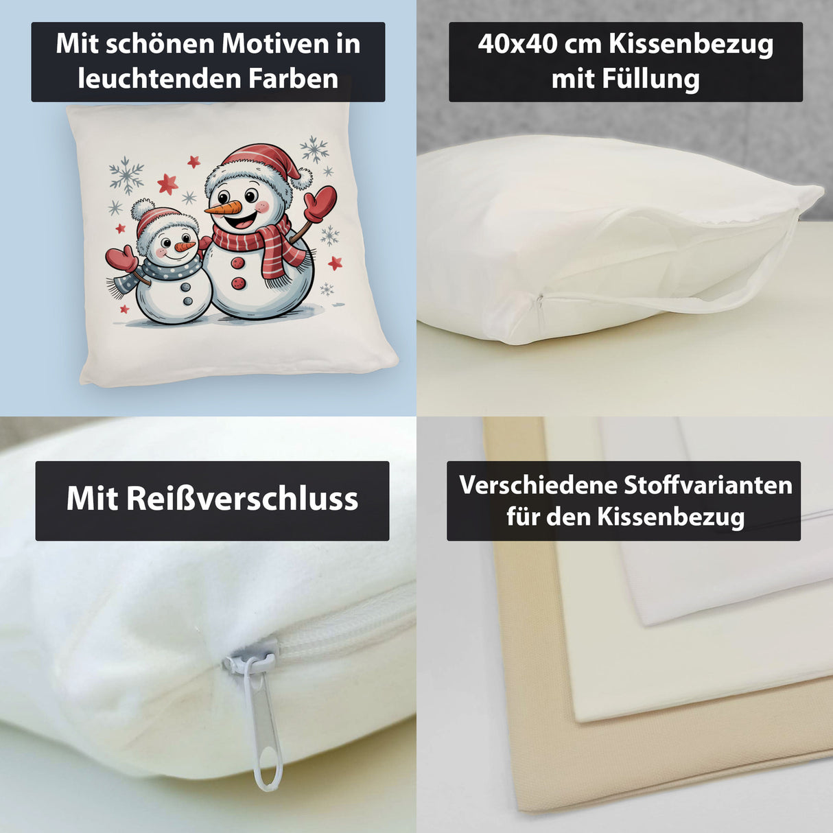 Cartoon Schneemänner Schneeflocken Kissen