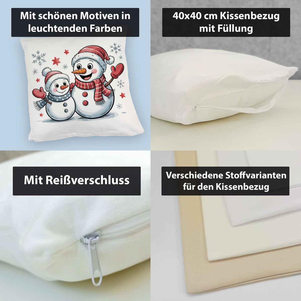 Cartoon Schneemänner Schneeflocken Kissen