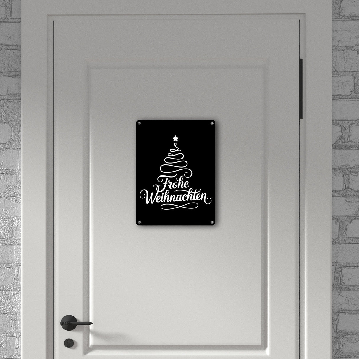 Minimalistischer Weihnachtsbaum Frohe Weihnachten Metallschild in 15x20 cm
