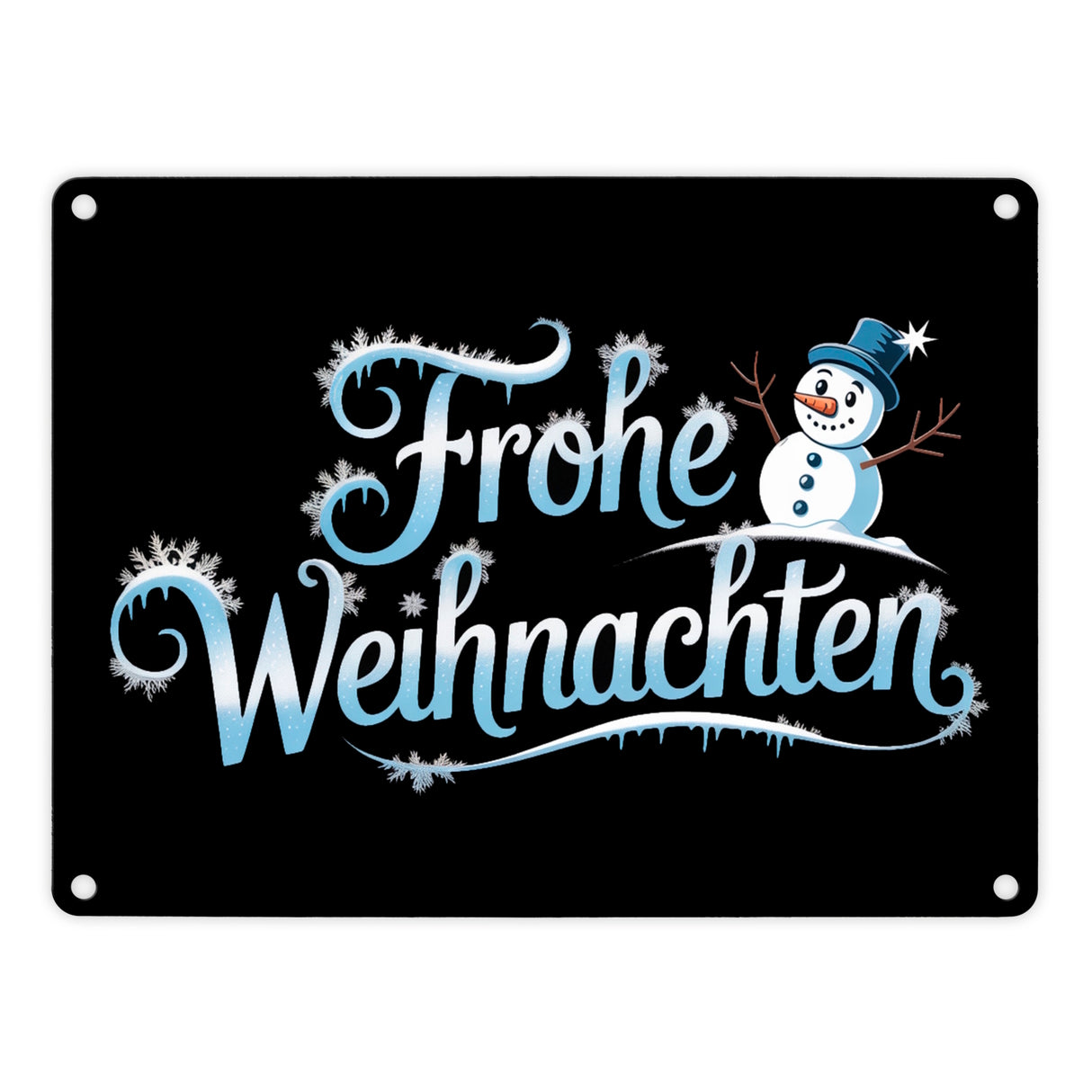 Frohe Weihnachten mit Schneemann Metallschild in 15x20 cm