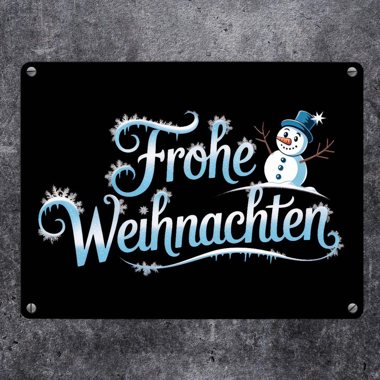 Frohe Weihnachten mit Schneemann Metallschild in 15x20 cm