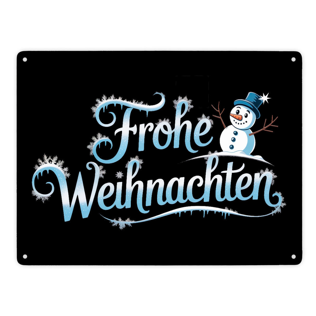 Frohe Weihnachten mit Schneemann Metallschild in 15x20 cm