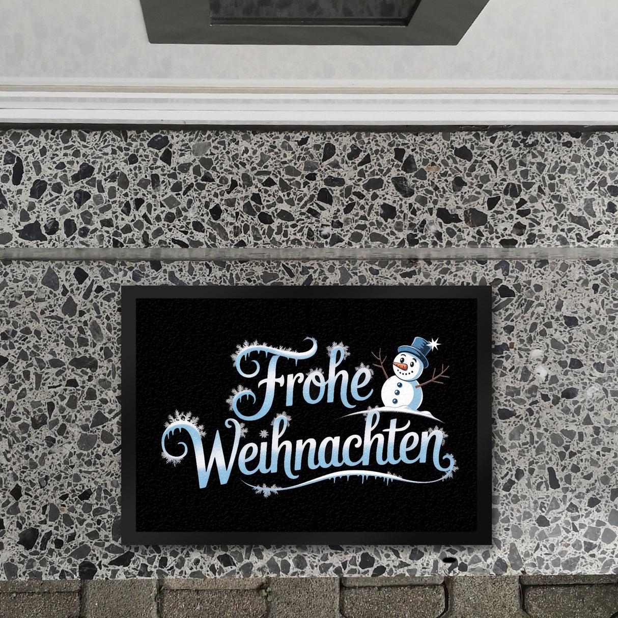 Frohe Weihnachten mit Schneemann Fußmatte in 35x50 cm