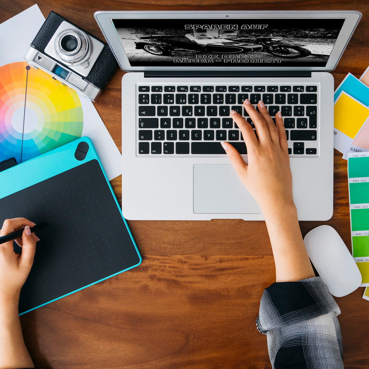 Oldtimermotorrad mit Beiwagen Spardose mit Spruch: Sparen auf die drei Räder Freiheit