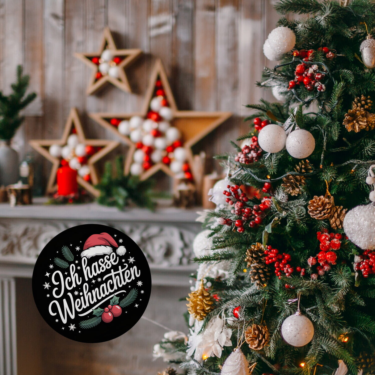 Ich hasse Weihnachten Magnet mit Weihnachtsmannhut