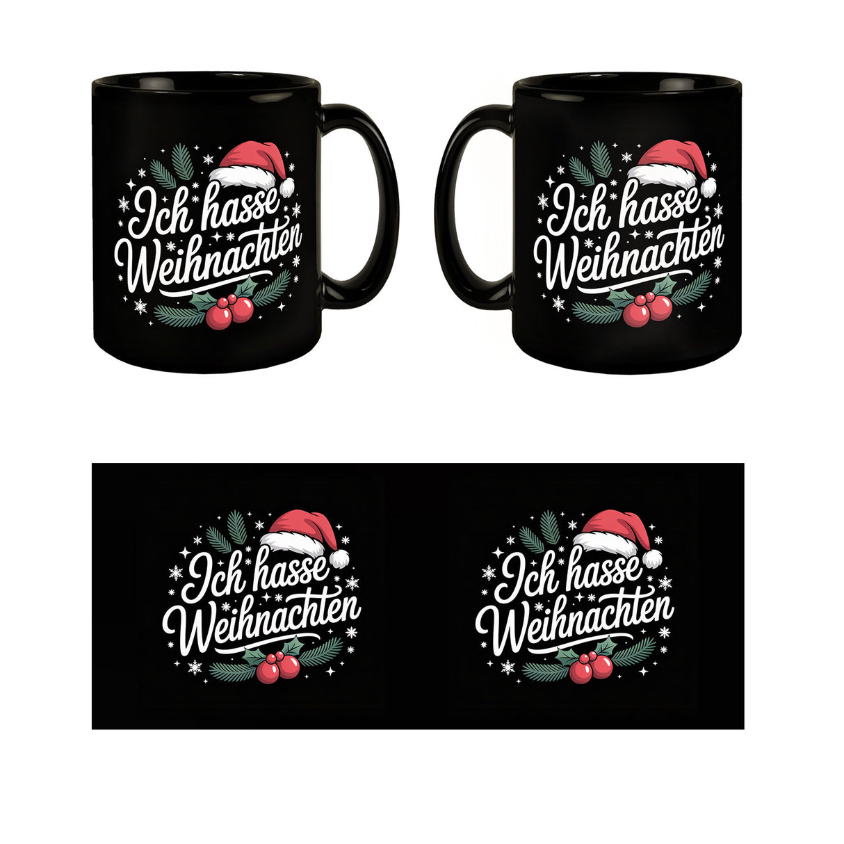 Ich hasse Weihnachten Tasse mit Weihnachtsmannhut