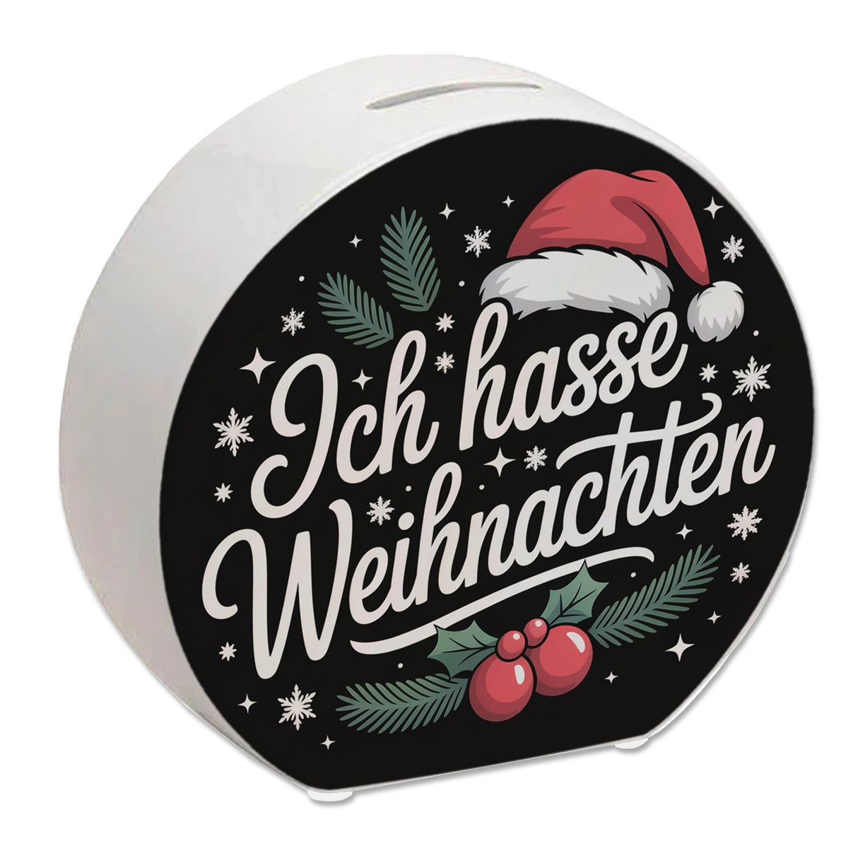 Ich hasse Weihnachten Spardose mit Weihnachtsmannhut