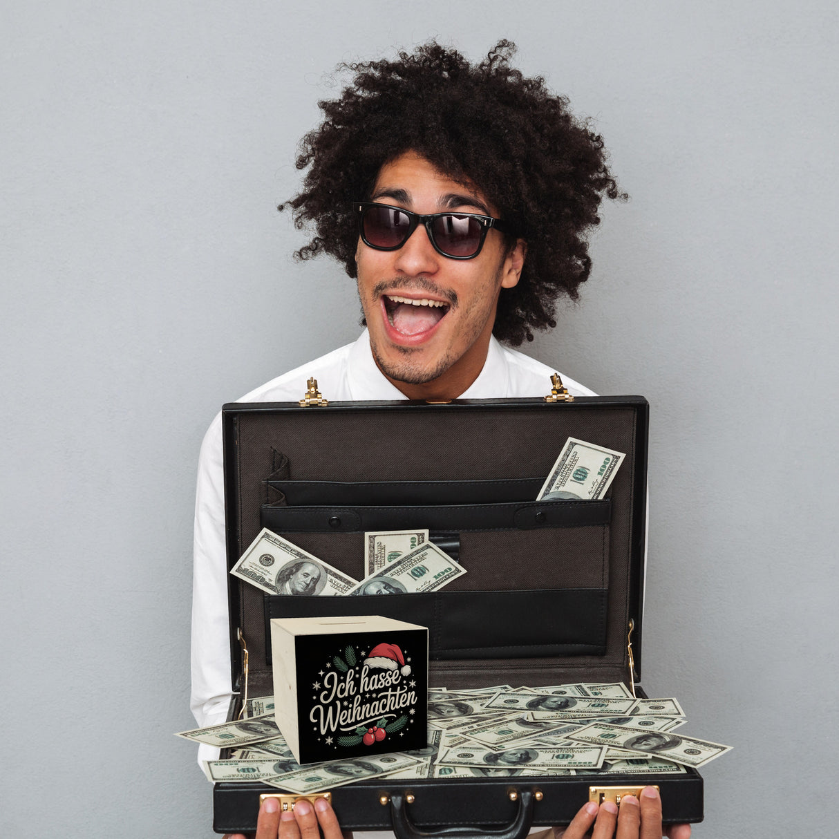 Ich hasse Weihnachten Spardose mit Weihnachtsmannhut