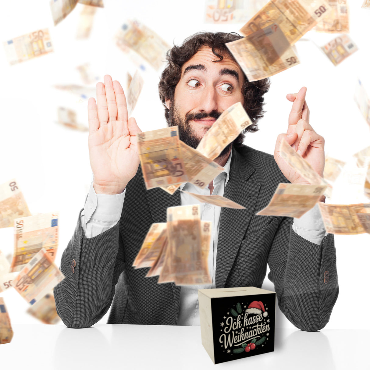 Ich hasse Weihnachten Spardose mit Weihnachtsmannhut